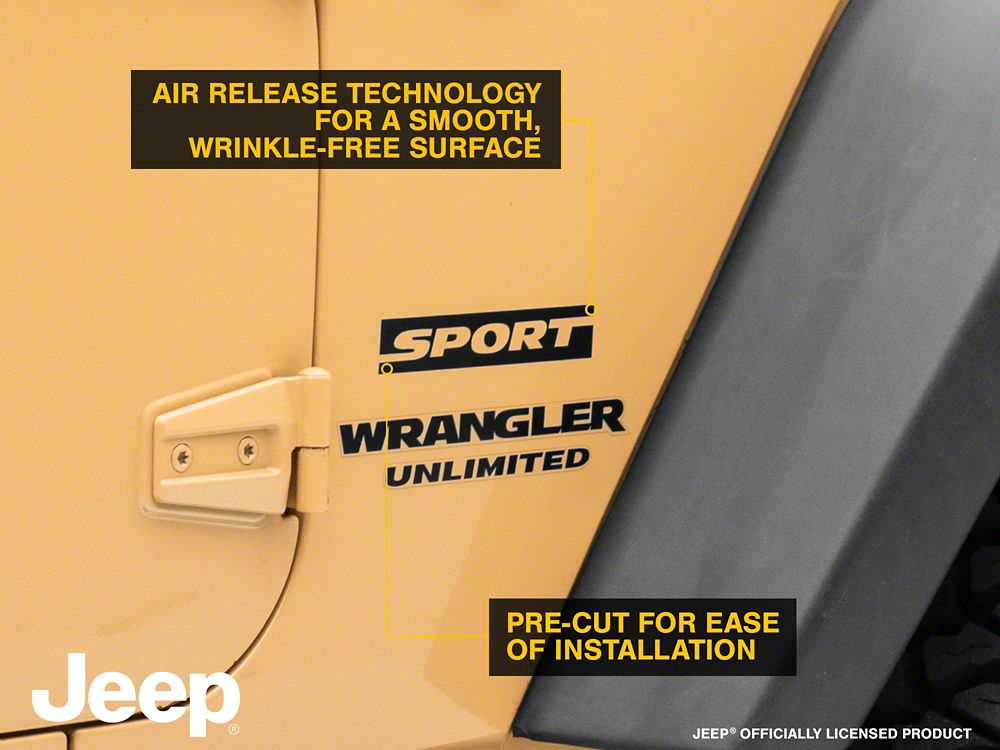 Jeep Licensed by RedRock Sport Side Logo; Matte Black (87-18 Jeep Wrangler YJ, TJ & JK)