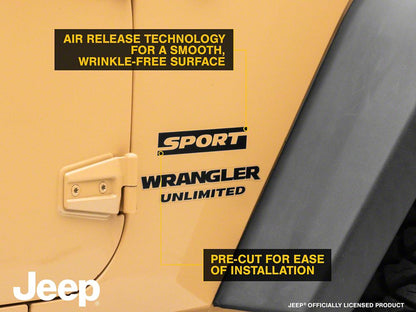 Jeep Licensed by RedRock Sport Side Logo; Matte Black (87-18 Jeep Wrangler YJ, TJ & JK)