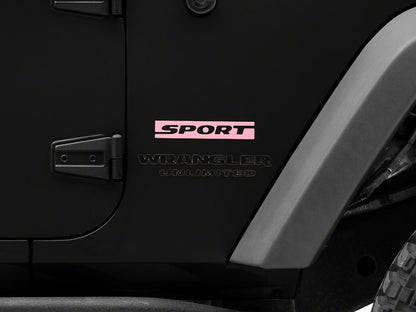 Jeep Licensed by RedRock Sport Side Logo; Pink (87-18 Jeep Wrangler YJ, TJ & JK)