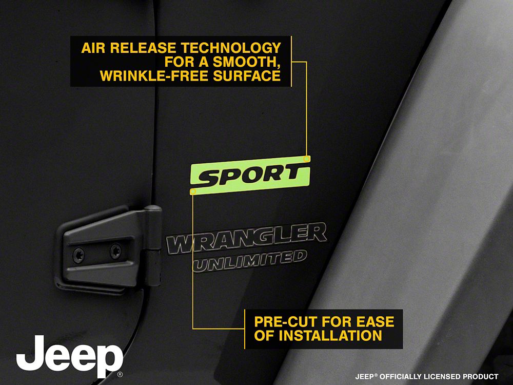 Jeep Licensed by RedRock Sport Side Logo; Lime Green (87-18 Jeep Wrangler YJ, TJ & JK)