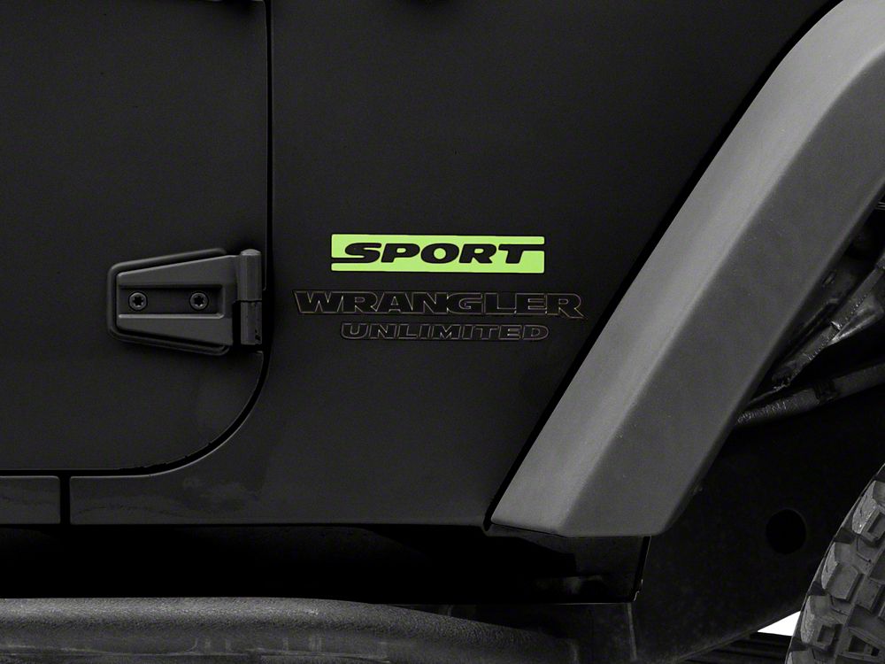 Jeep Licensed by RedRock Sport Side Logo; Lime Green (87-18 Jeep Wrangler YJ, TJ & JK)