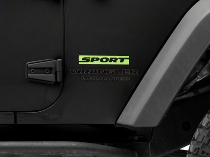 Jeep Licensed by RedRock Sport Side Logo; Lime Green (87-18 Jeep Wrangler YJ, TJ & JK)