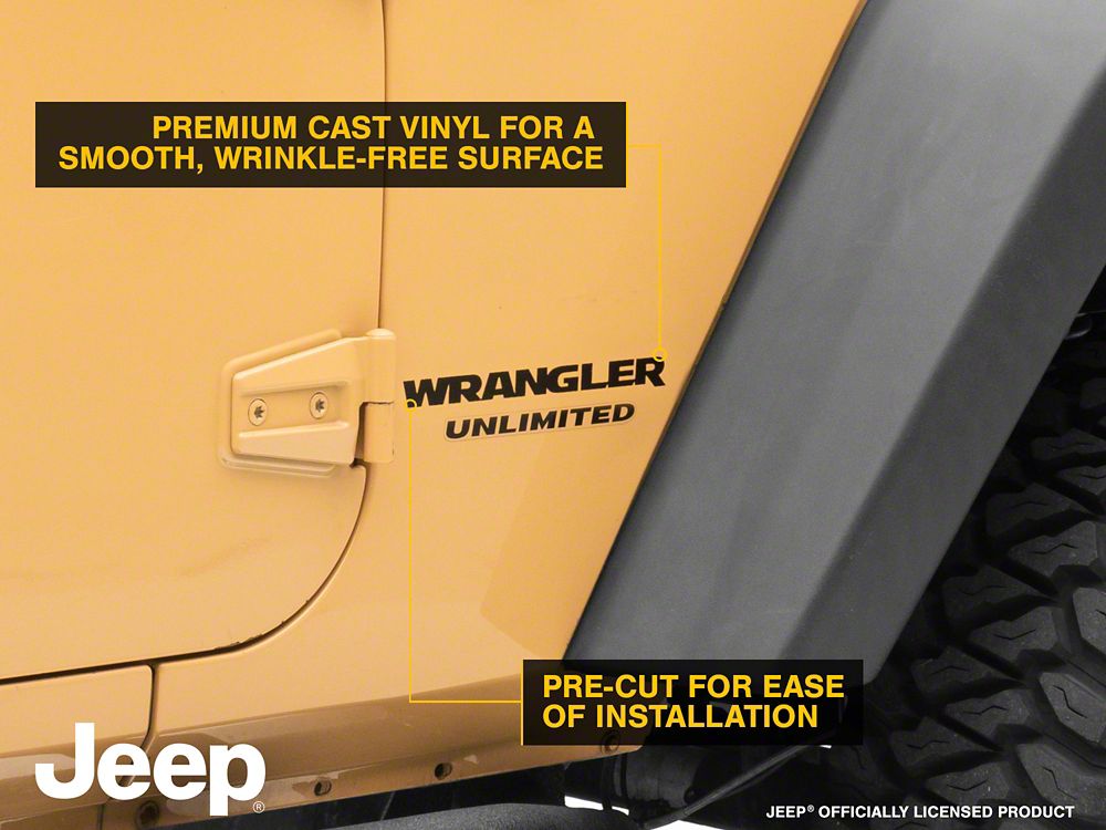 Jeep Licensed by RedRock Wrangler Side Logo; Matte Black (87-18 Jeep Wrangler YJ, TJ & JK)
