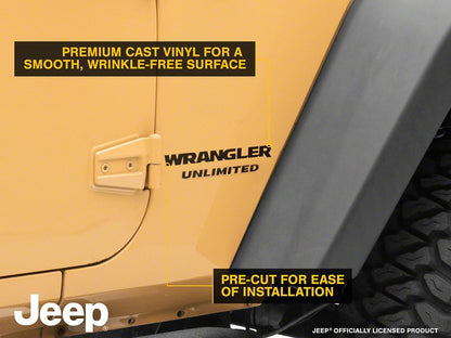 Jeep Licensed by RedRock Wrangler Side Logo; Matte Black (87-18 Jeep Wrangler YJ, TJ & JK)