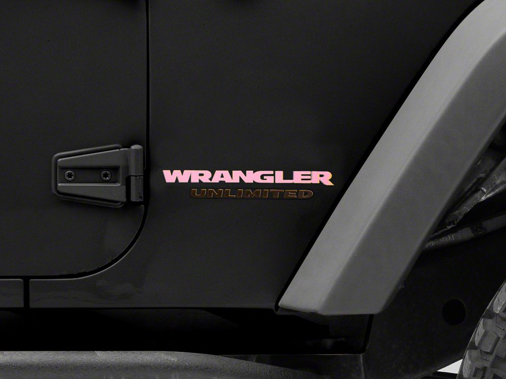 Jeep Licensed by RedRock Wrangler Side Logo; Pink (87-18 Jeep Wrangler YJ, TJ & JK)