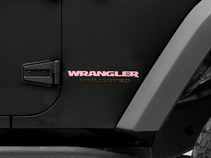 Jeep Licensed by RedRock Wrangler Side Logo; Pink (87-18 Jeep Wrangler YJ, TJ & JK)