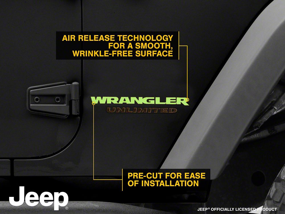 Jeep Licensed by RedRock Wrangler Side Logo; Lime Green (87-18 Jeep Wrangler YJ, TJ & JK)