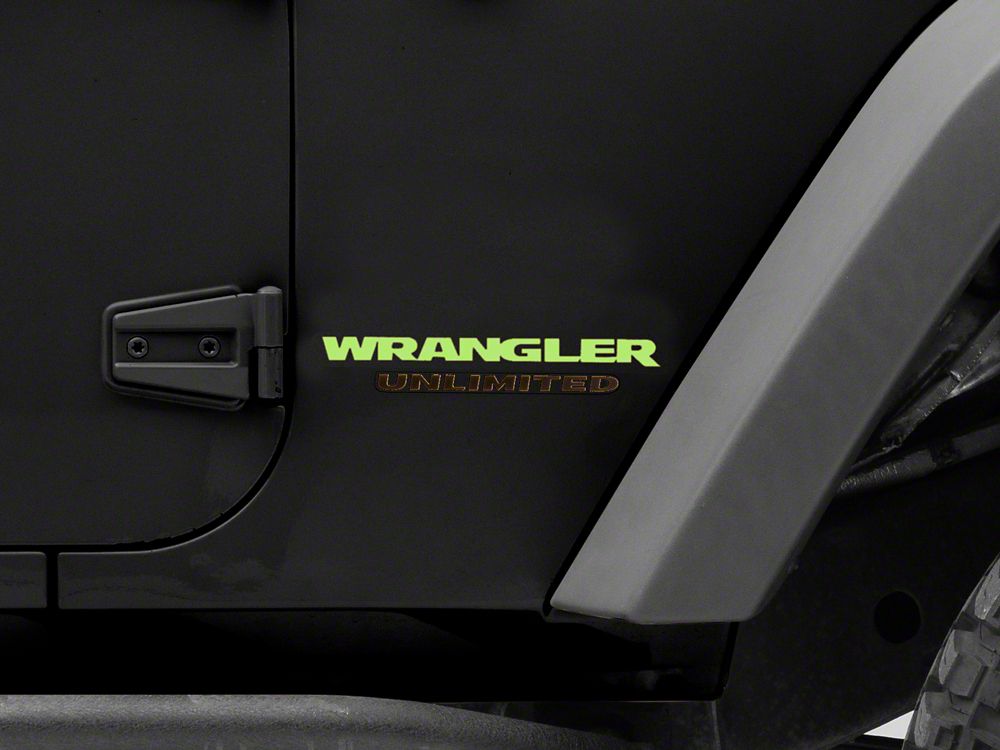 Jeep Licensed by RedRock Wrangler Side Logo; Lime Green (87-18 Jeep Wrangler YJ, TJ & JK)