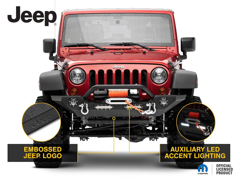 Jeep Licensed by RedRock Trail Force HD Front Bumper with LED Lights and Jeep Logo (07-18 Jeep Wrangler JK)