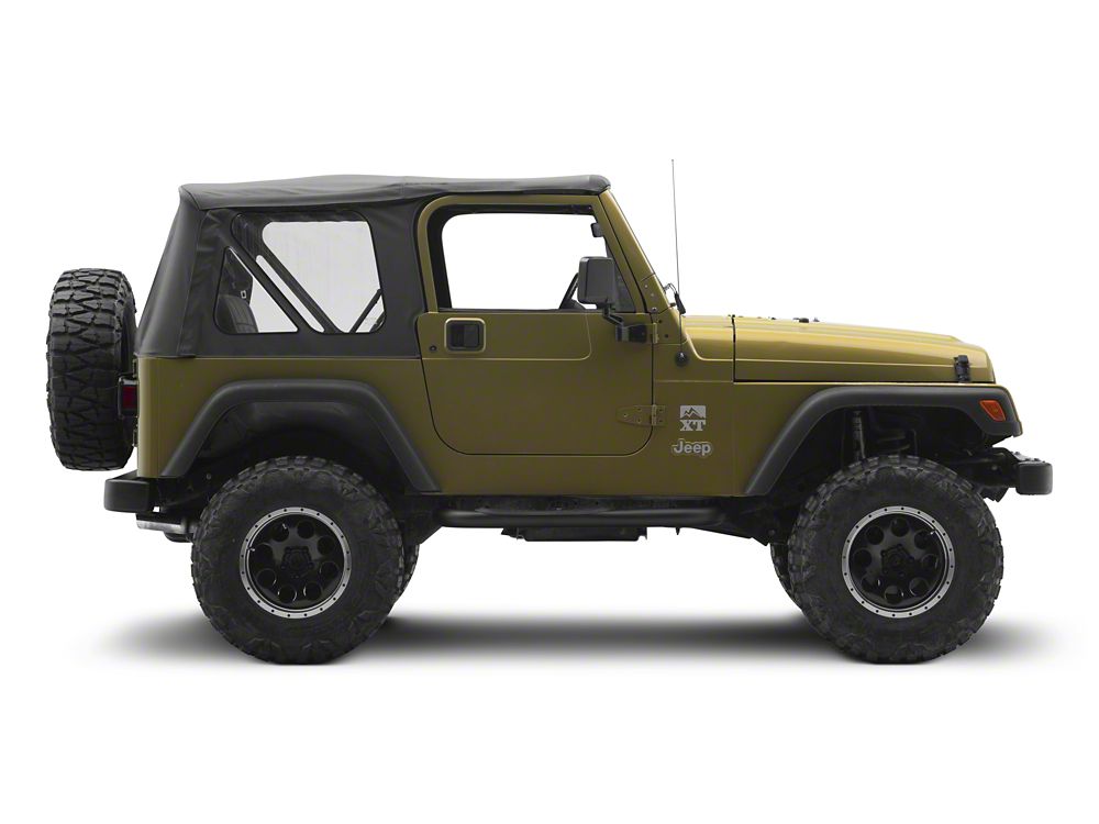 Jeep Licensed by RedRock 3-Inch Round Side Step Bars with Jeep Logo; Textured Black (87-06 Jeep Wrangler YJ & TJ, Excluding Unlimited)
