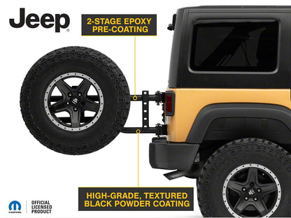 Jeep Licensed by RedRock HD Tire Carrier for OEM Tail Gate with Jeep Logo (07-18 Jeep Wrangler JK)