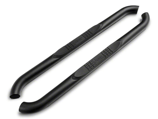 Jeep Licensed by RedRock 3-Inch Round Curved Side Step Bars with Jeep Logo (07-18 Jeep Wrangler JK 2-Door)