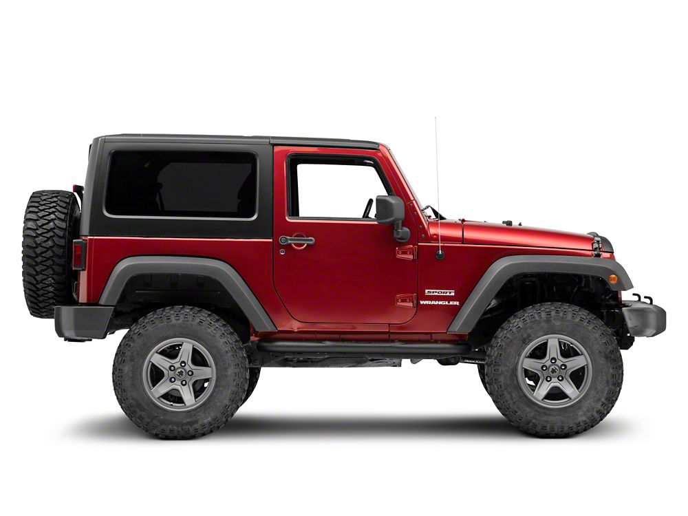 Jeep Licensed by RedRock 3-Inch Round Curved Side Step Bars with Jeep Logo (07-18 Jeep Wrangler JK 2-Door)
