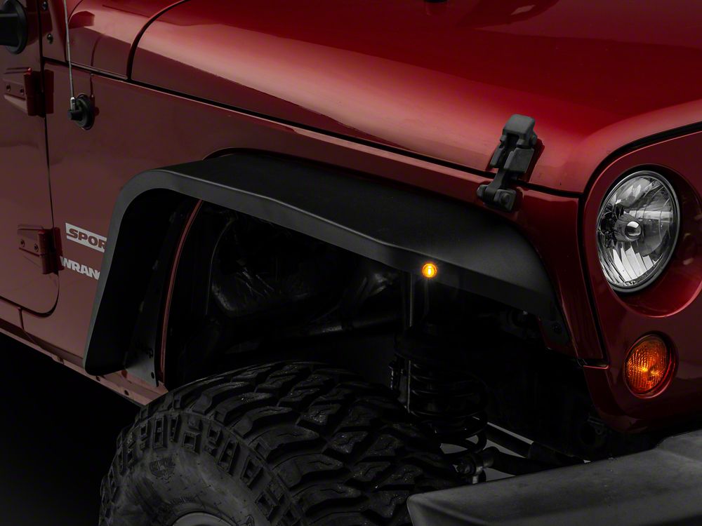 Jeep Licensed by RedRock Slim Fender Flares with Jeep Logo; Front (07-18 Jeep Wrangler JK)
