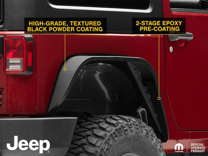 Jeep Licensed by RedRock Slim Fender Flares with Jeep Logo; Rear (07-18 Jeep Wrangler JK)