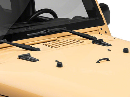 RedRock Hood Hinge Cover; Black (07-18 Jeep Wrangler JK)