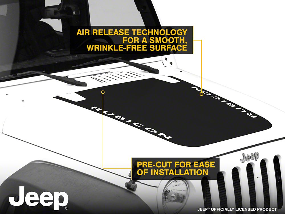 Jeep Licensed by RedRock Rubicon Hood Decal; Matte Black (07-18 Jeep Wrangler JK)