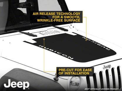 Jeep Licensed by RedRock Rubicon Hood Decal; Matte Black (07-18 Jeep Wrangler JK)