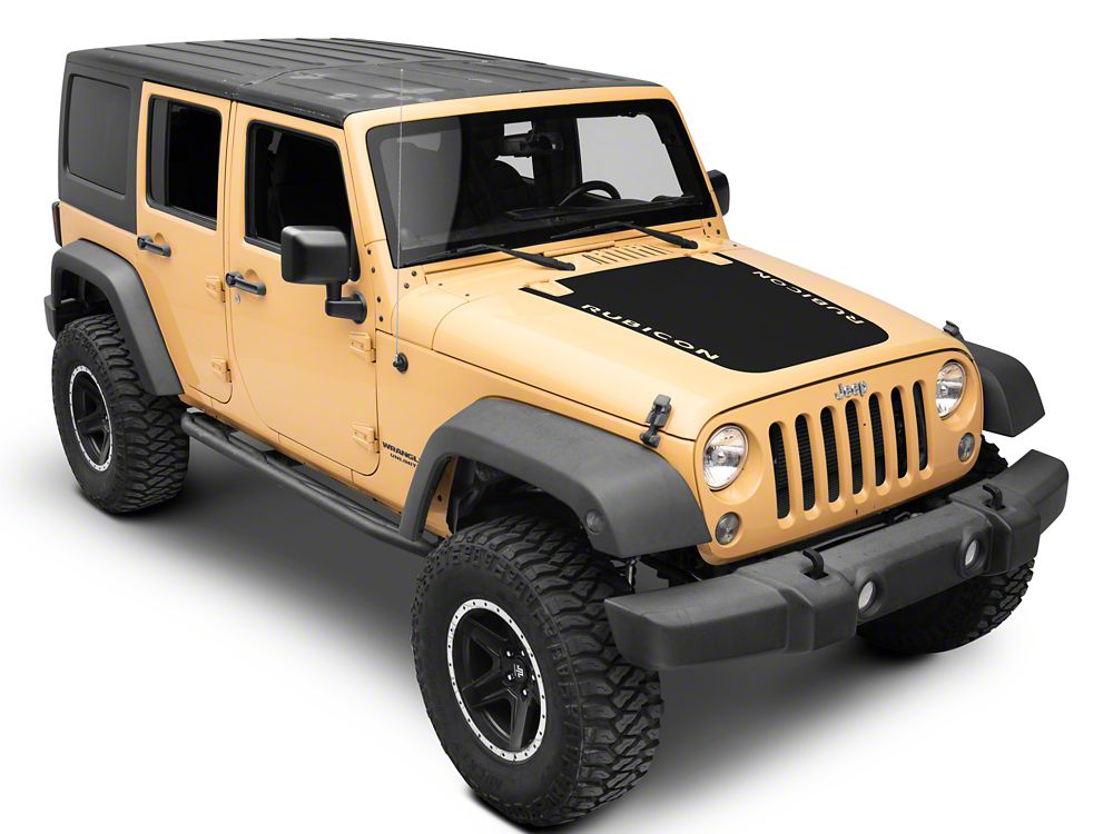 Jeep Licensed by RedRock Rubicon Hood Decal; Matte Black (07-18 Jeep Wrangler JK)