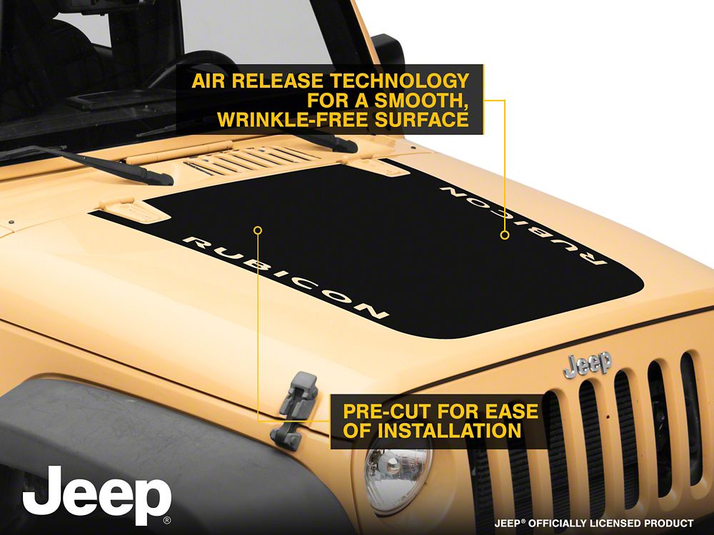 Jeep Licensed by RedRock Rubicon Hood Decal; Black (07-18 Jeep Wrangler JK)