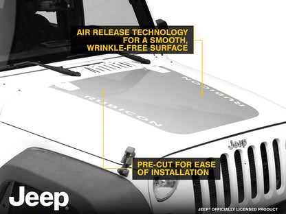 Jeep Licensed by RedRock Rubicon Hood Decal; Silver (07-18 Jeep Wrangler JK)