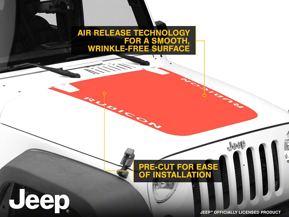 Jeep Licensed by RedRock Rubicon Hood Decal; Red (07-18 Jeep Wrangler JK)