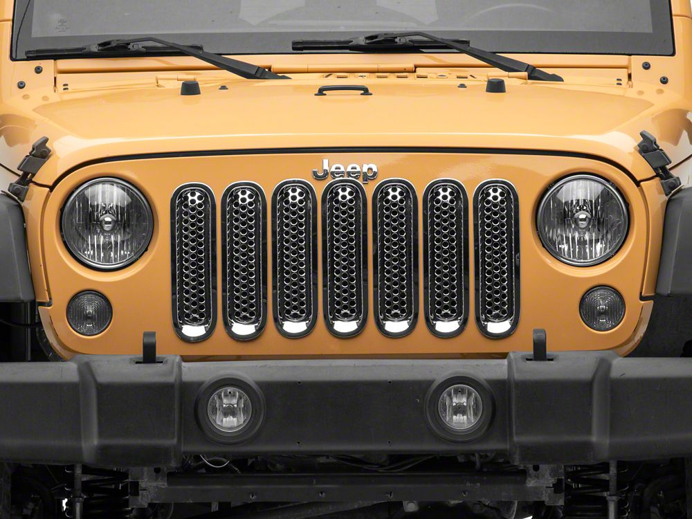 RedRock Grille Inserts; Chrome (07-18 Jeep Wrangler JK)