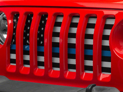 RedRock Grille Insert; Blue Line (18-25 Jeep Wrangler JL w/o TrailCam)