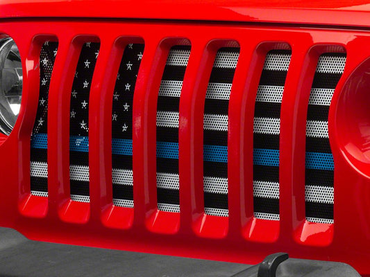RedRock Grille Insert; Blue Line (18-25 Jeep Wrangler JL w/o TrailCam)
