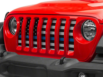 RedRock Grille Insert; Blue Line (18-25 Jeep Wrangler JL w/o TrailCam)