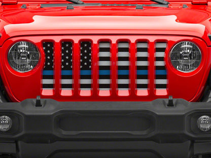 RedRock Grille Insert; Blue Line (18-25 Jeep Wrangler JL w/o TrailCam)
