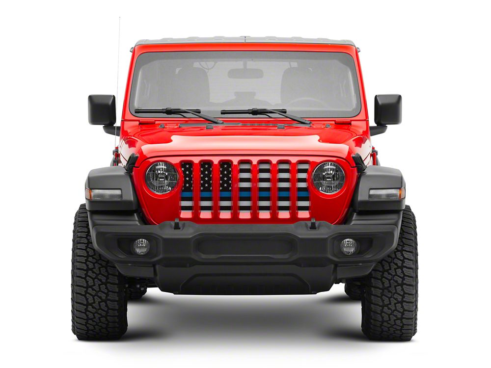 RedRock Grille Insert; Blue Line (18-25 Jeep Wrangler JL w/o TrailCam)