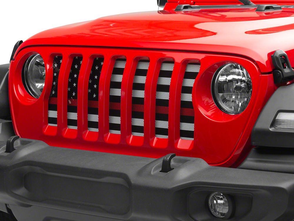 RedRock Grille Insert; Red Line (18-25 Jeep Wrangler JL w/o TrailCam)