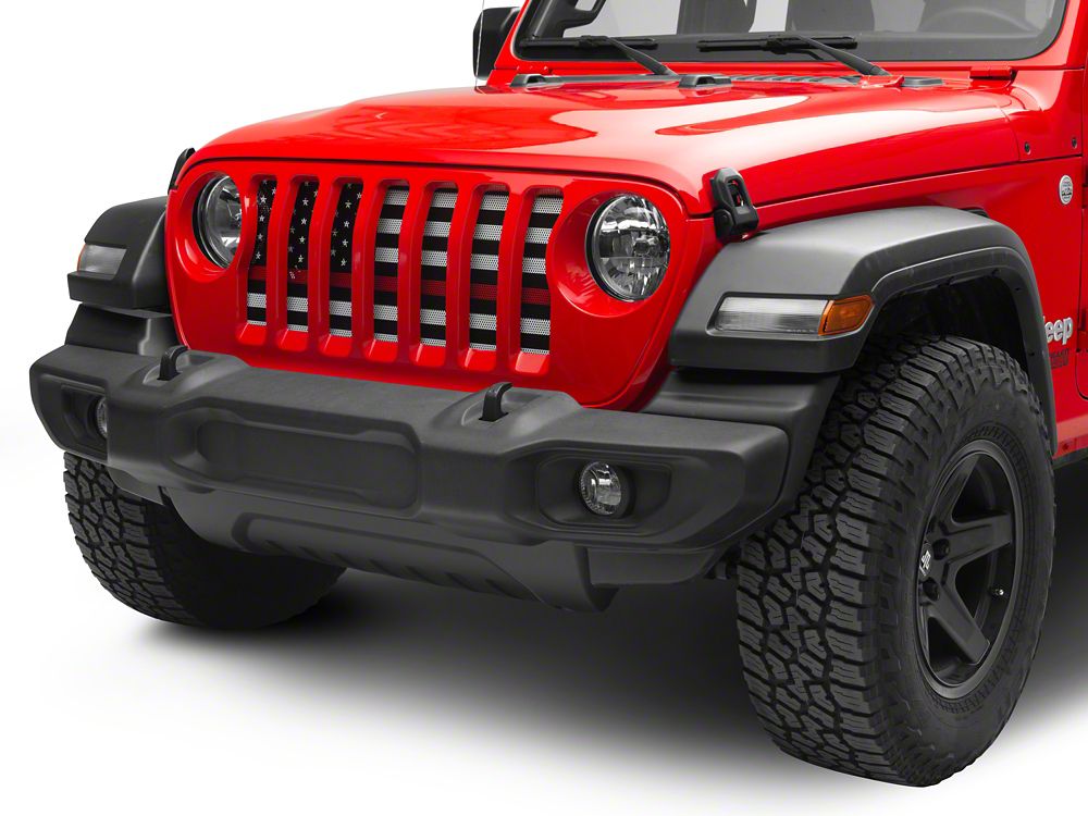 RedRock Grille Insert; Red Line (18-25 Jeep Wrangler JL w/o TrailCam)