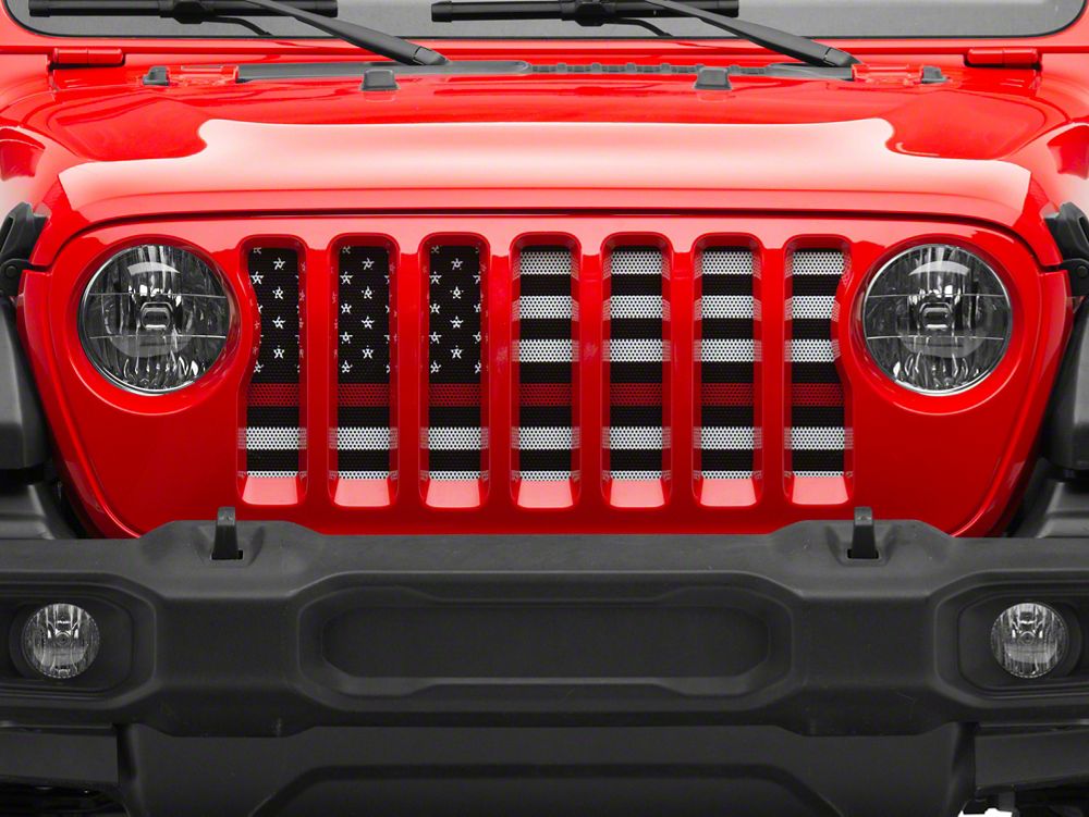 RedRock Grille Insert; Red Line (18-25 Jeep Wrangler JL w/o TrailCam)