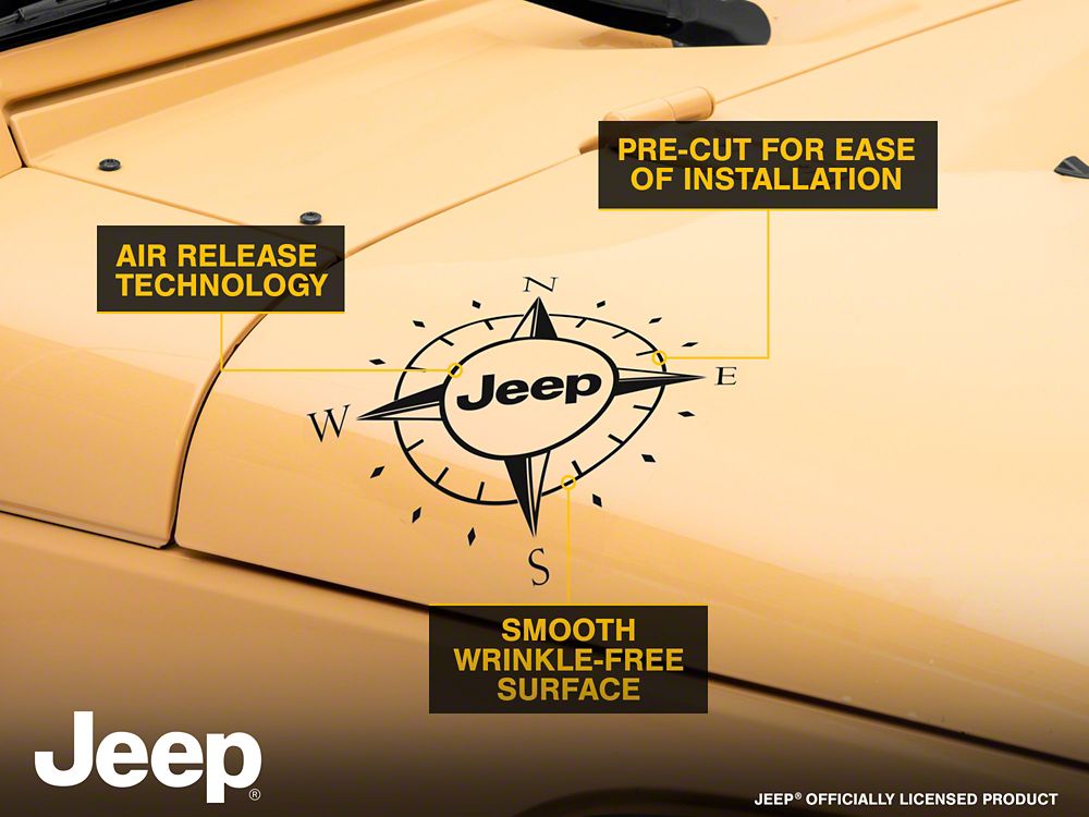 Jeep Licensed by RedRock Small Compass Decal with Jeep Logo; Matte Black (07-18 Jeep Wrangler JK)