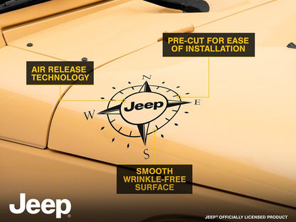 Jeep Licensed by RedRock Small Compass Decal with Jeep Logo; Matte Black (07-18 Jeep Wrangler JK)