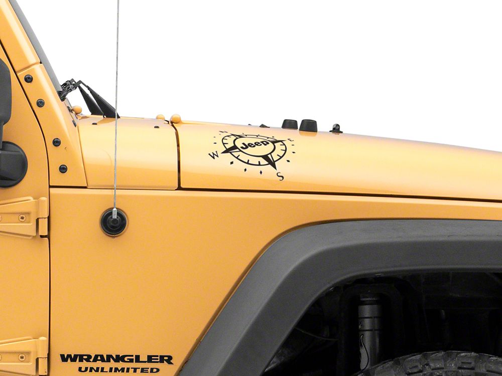 Jeep Licensed by RedRock Small Compass Decal with Jeep Logo; Matte Black (07-18 Jeep Wrangler JK)