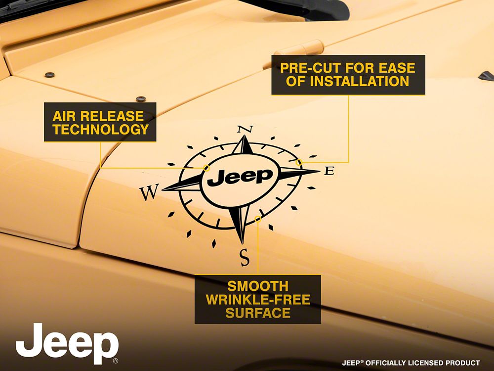 Jeep Licensed by RedRock Small Compass Decal with Jeep Logo; Black (07-18 Jeep Wrangler JK)