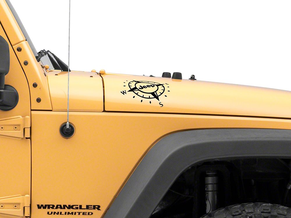 Jeep Licensed by RedRock Small Compass Decal with Jeep Logo; Black (07-18 Jeep Wrangler JK)