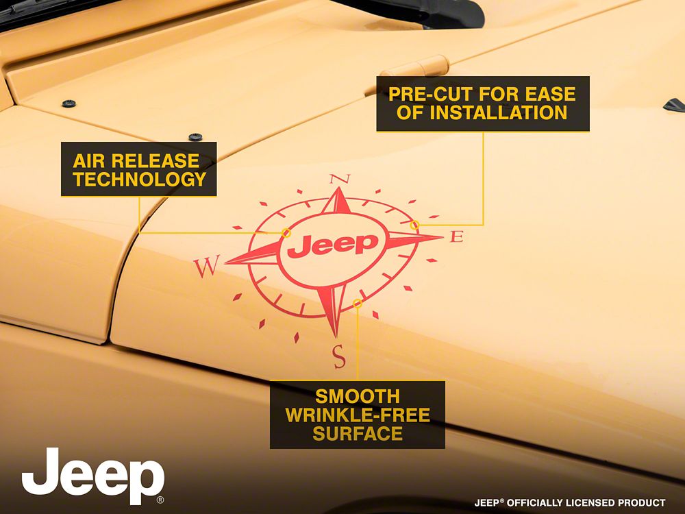 Jeep Licensed by RedRock Small Compass Decal with Jeep Logo; Red (07-18 Jeep Wrangler JK)