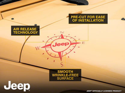 Jeep Licensed by RedRock Small Compass Decal with Jeep Logo; Red (07-18 Jeep Wrangler JK)