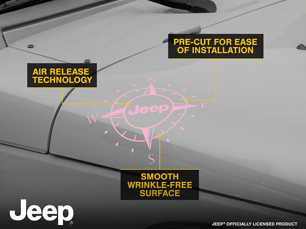 Jeep Licensed by RedRock Small Compass Decal with Jeep Logo; Pink (07-18 Jeep Wrangler JK)
