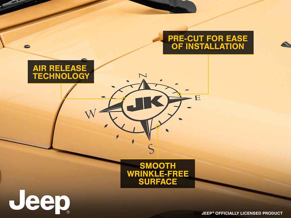 Jeep Licensed by RedRock Small Compass Decal with JK Logo; Matte Black (07-18 Jeep Wrangler JK)