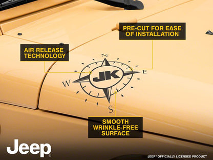Jeep Licensed by RedRock Small Compass Decal with JK Logo; Matte Black (07-18 Jeep Wrangler JK)