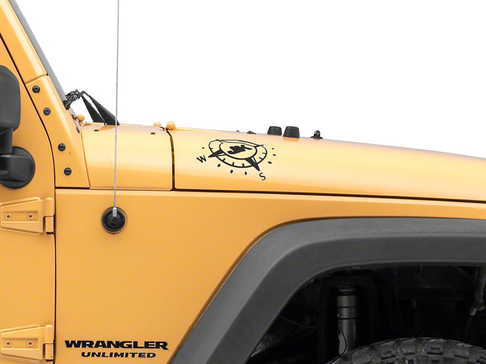 Jeep Licensed by RedRock Small Compass Decal with JK Logo; Matte Black (07-18 Jeep Wrangler JK)
