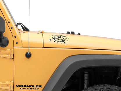Jeep Licensed by RedRock Small Compass Decal with JK Logo; Matte Black (07-18 Jeep Wrangler JK)