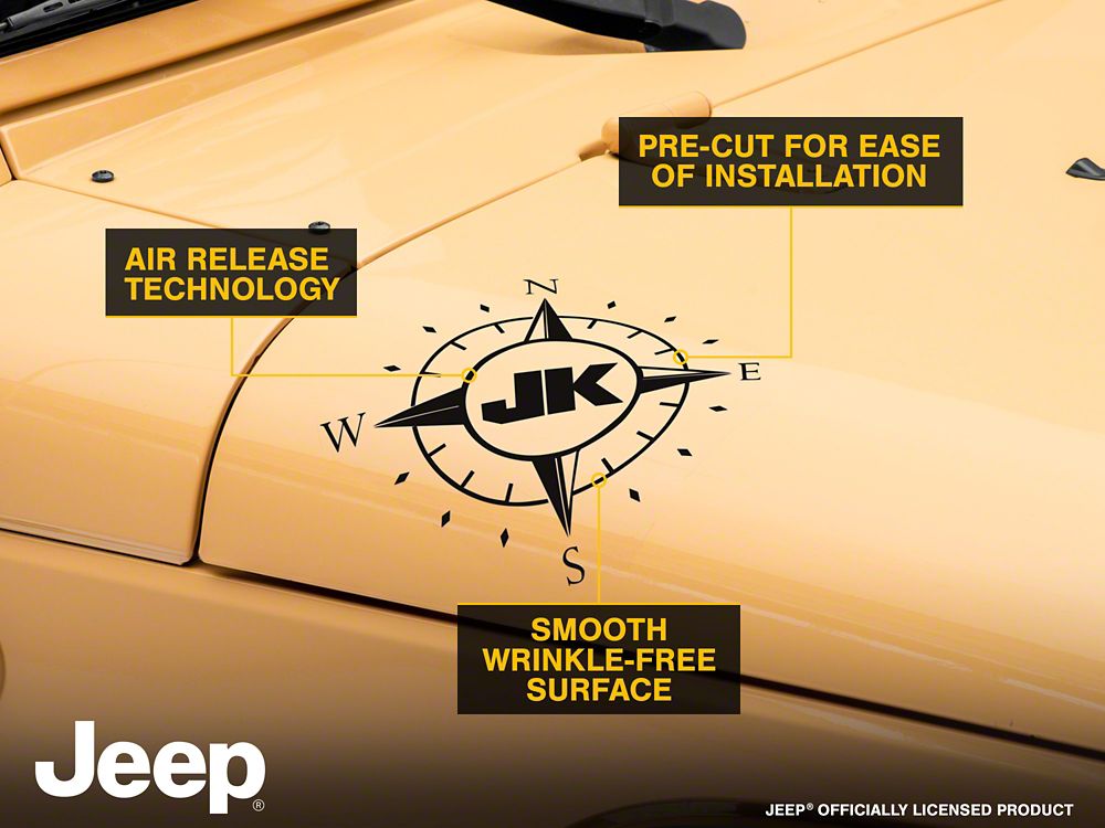 Jeep Licensed by RedRock Small Compass Decal with JK Logo; Black (07-18 Jeep Wrangler JK)