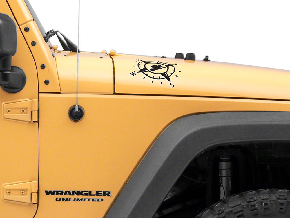 Jeep Licensed by RedRock Small Compass Decal with JK Logo; Black (07-18 Jeep Wrangler JK)