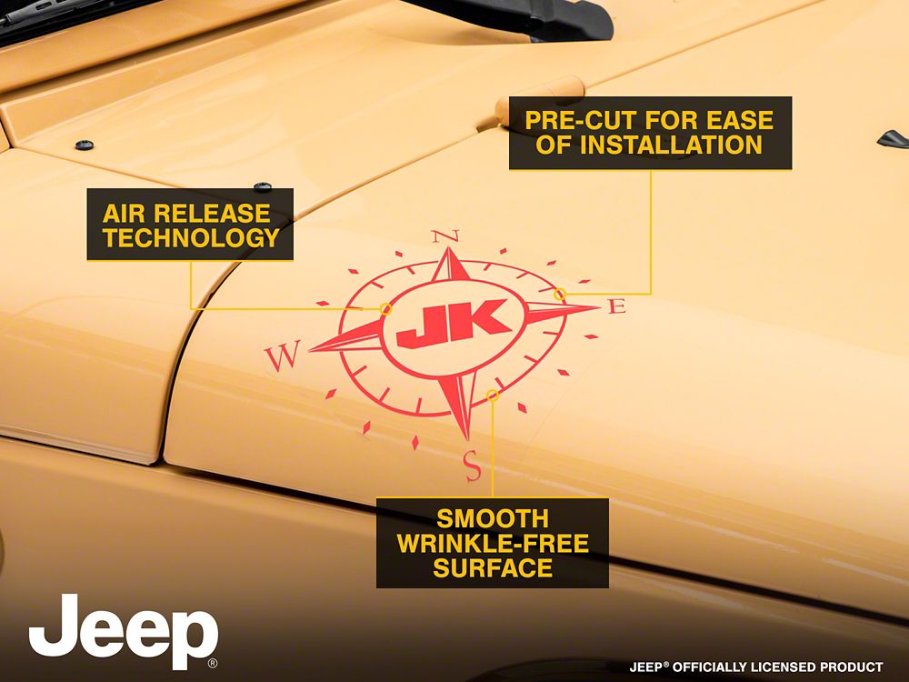 Jeep Licensed by RedRock Small Compass Decal with JK Logo; Red (07-18 Jeep Wrangler JK)